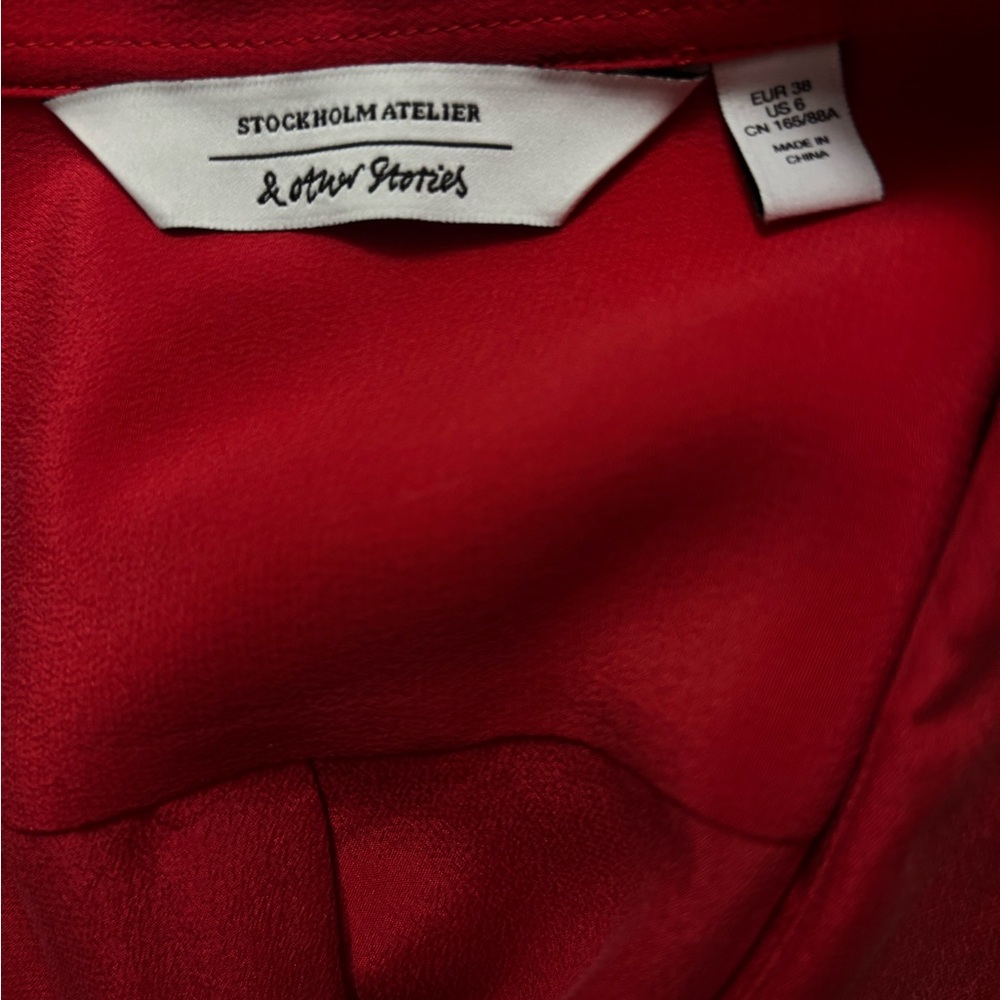 & Other Stories Vibrant Red Silk Blouse - Picture 5 of 6